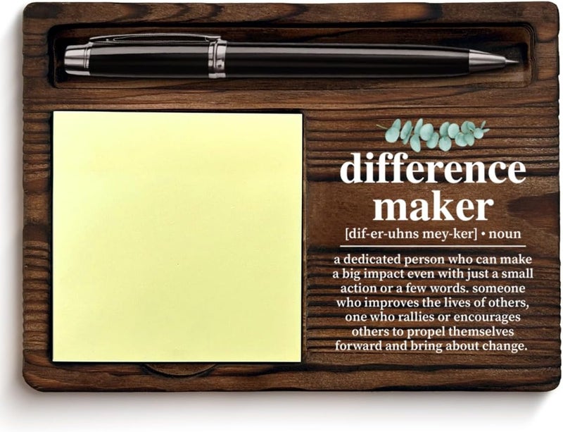 QODMGD Difference Maker Gifts, Thank You Gifts for Boss Leader Coworkers Employees, Difference Maker Definition Sticky Note Holder for Office Cubicle Desk Decor - Image 1